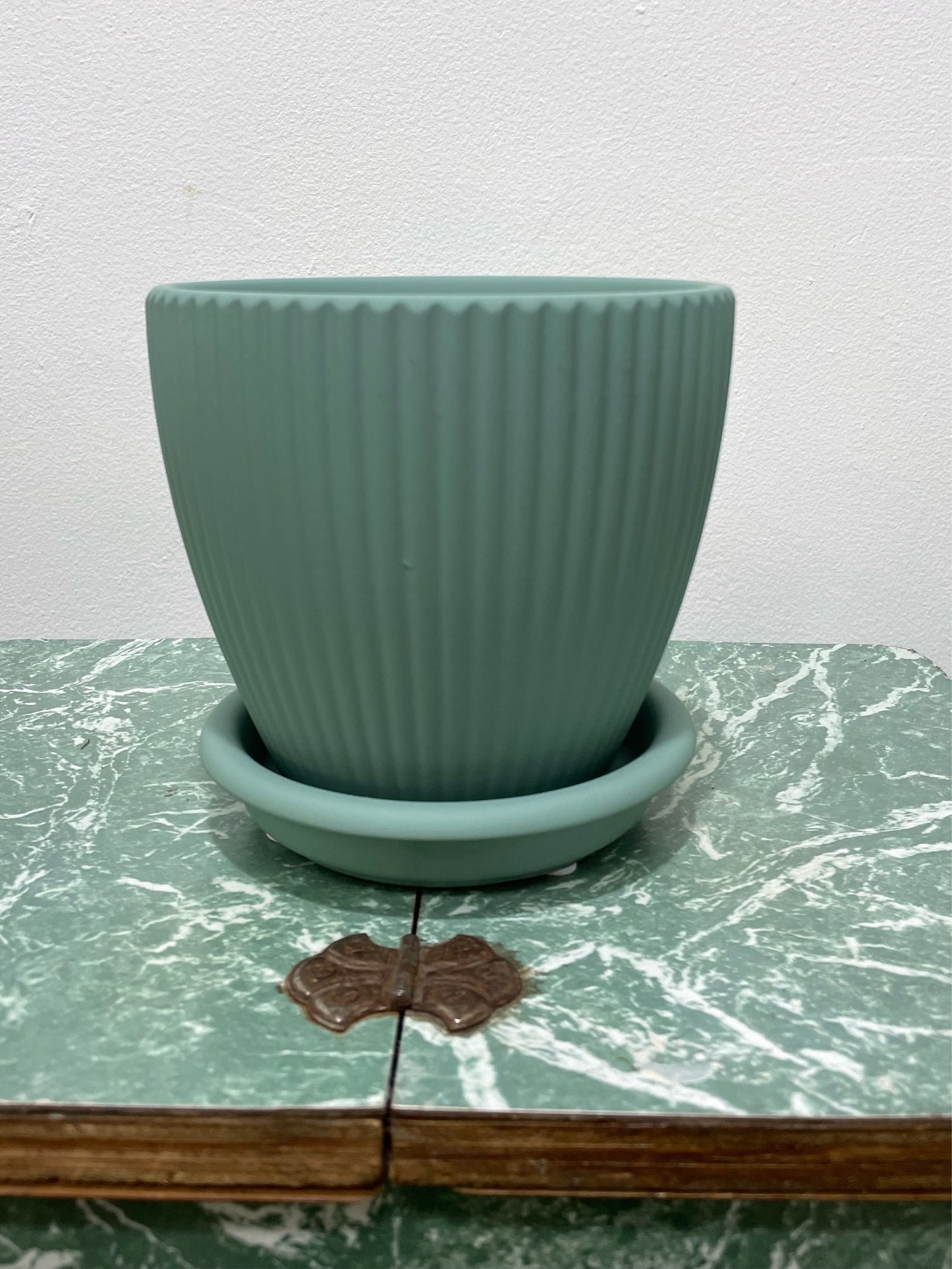 Johanna Pot w/saucer- Teal Green 145mm