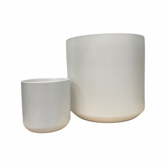 Ceramic pot oblique white